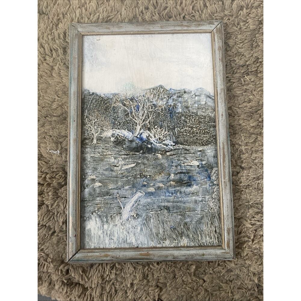 VTG Original Art Acrylic Painting Impressionist Water Tranquil Signed Framed - Picture 8 of 8